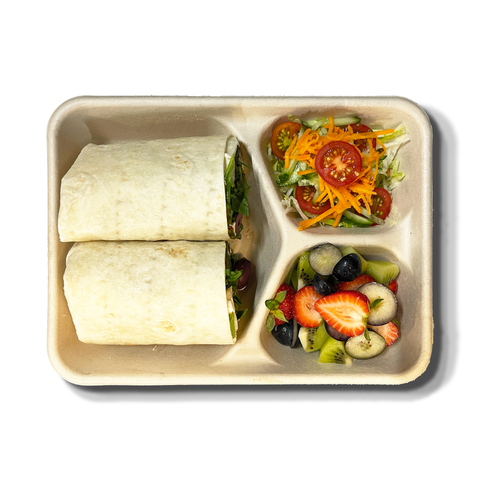 Vegan Lunch Box with quinoa, kale, spinach, edamame, cherry tomatoes, and ponzu dressing, perfect for healthy catering in Sydney.
